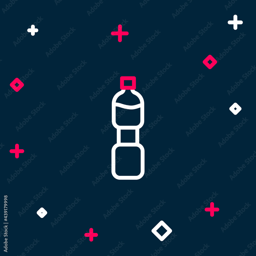 Line Bottle of water icon isolated on blue background. Soda aqua drink sign. Colorful outline concept. Vector Line Bottle of water icon isolated on blue background. Soda aqua drink sign. Colorful outline concept. Vector