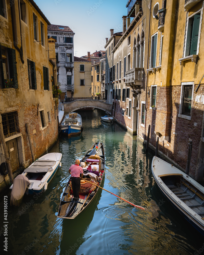 Venice gondola traffic 