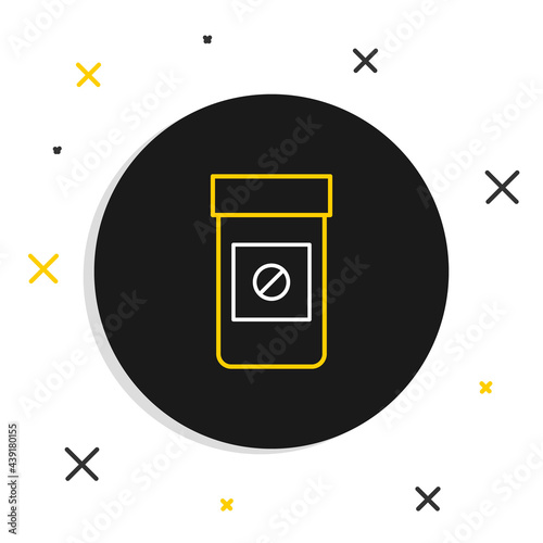 Line Sports doping, anabolic drugs icon isolated on white background. Anabolic steroids tablet. Pills in jar. Colorful outline concept. Vector