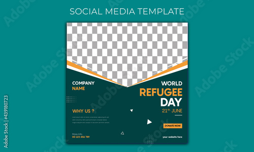 World refugee day social media post banner template