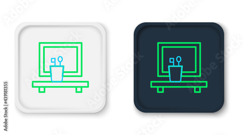Line Washbasin mirror icon isolated on white background. Bathroom interior with a mirror. Colorful outline concept. Vector