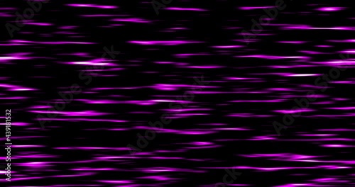 Animated digital horizontal colourful water waves reflections background pink on black.