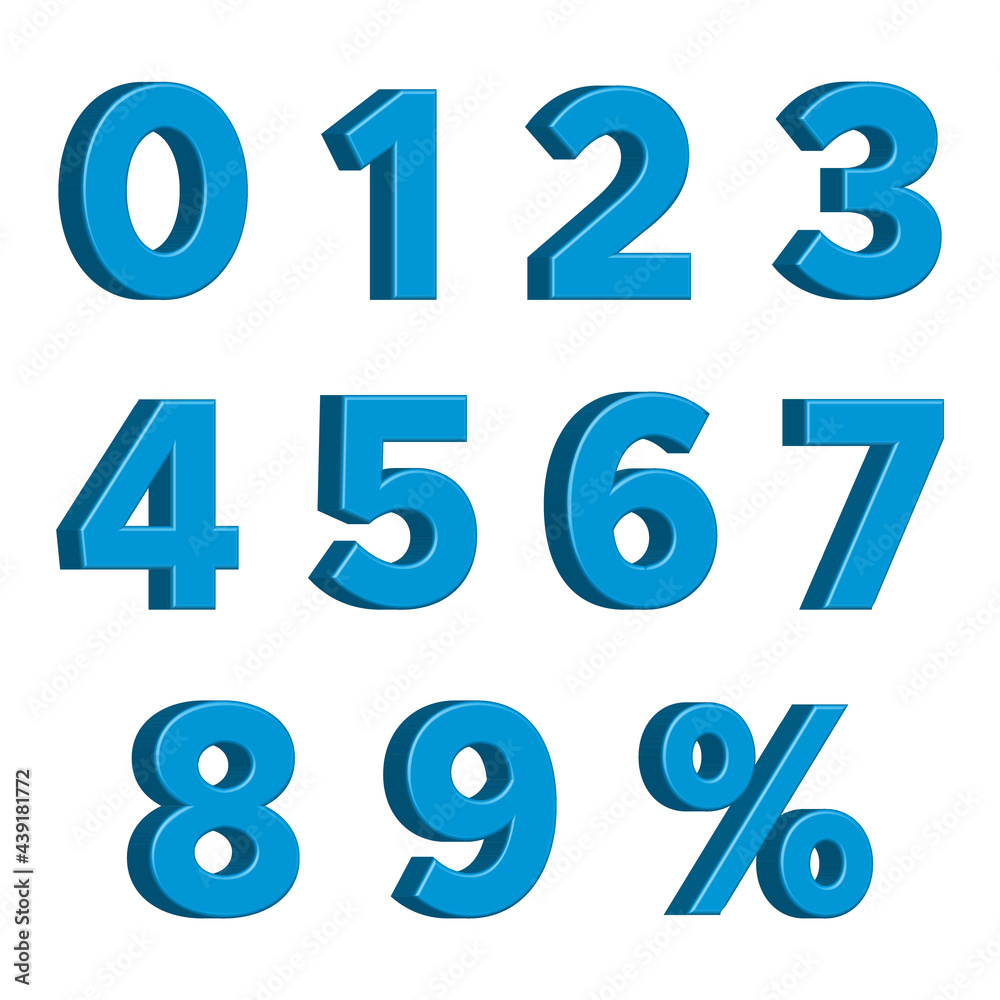 Blue 3D Numbers with Percent Sign Isolated on White Background. Vector Illustration Blue 3D Numbers with Percent Sign Isolated on White Background. Vector Illustration