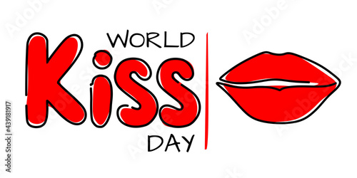 Illustration of a kiss in the style of a single line. world kissing day. Banner for websites, apps, T-shirts, mugs, and print.