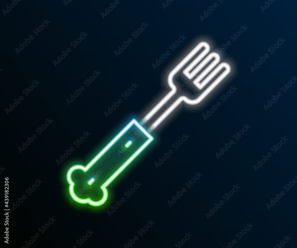 Glowing neon line Fork icon isolated on black background. Cutlery symbol. Colorful outline concept. Vector Glowing neon line Fork icon isolated on black background. Cutlery symbol. Colorful outline concept. Vector