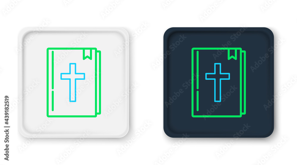 Line Holy bible book icon isolated on white background. Colorful outline concept. Vector
