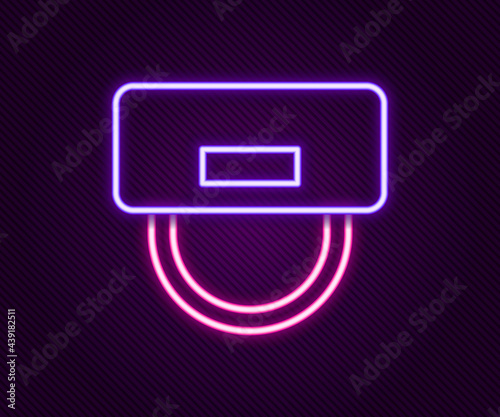 Glowing neon line Bellboy hat icon isolated on black background. Hotel resort service symbol. Colorful outline concept. Vector
