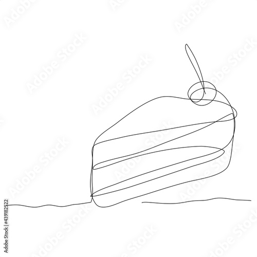 Cake one Line Drawing, Wall Art Posters, drawing of a pencil