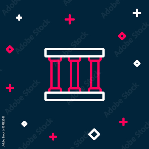 Line Prison window icon isolated on blue background. Colorful outline concept. Vector