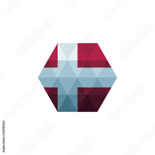 design flag Denmark hexagon vector