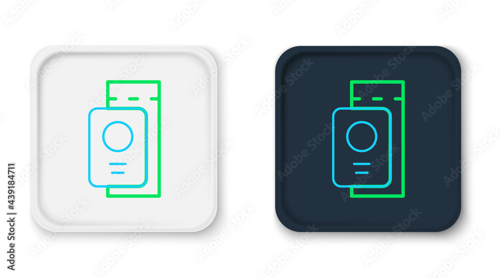 Line Passport with ticket icon isolated on white background. Identification Document. Concept travel and tourism. Colorful outline concept. Vector Line Passport with ticket icon isolated on white background. Identification Document. Concept travel and tourism. Colorful outline concept. Vector