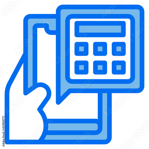 calculator blue line icon