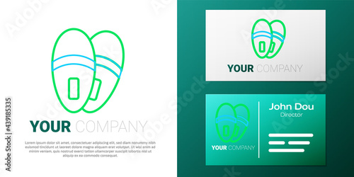 Line Slippers icon isolated on white background. Flip flops sign. Colorful outline concept. Vector