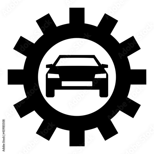 Simple black car service, auto repair vector icon isolated on white background