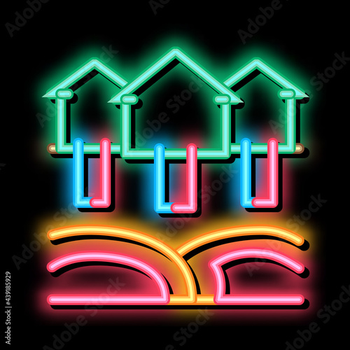 house natural heating neon light sign vector. Glowing bright icon house natural heating sign. transparent symbol illustration
