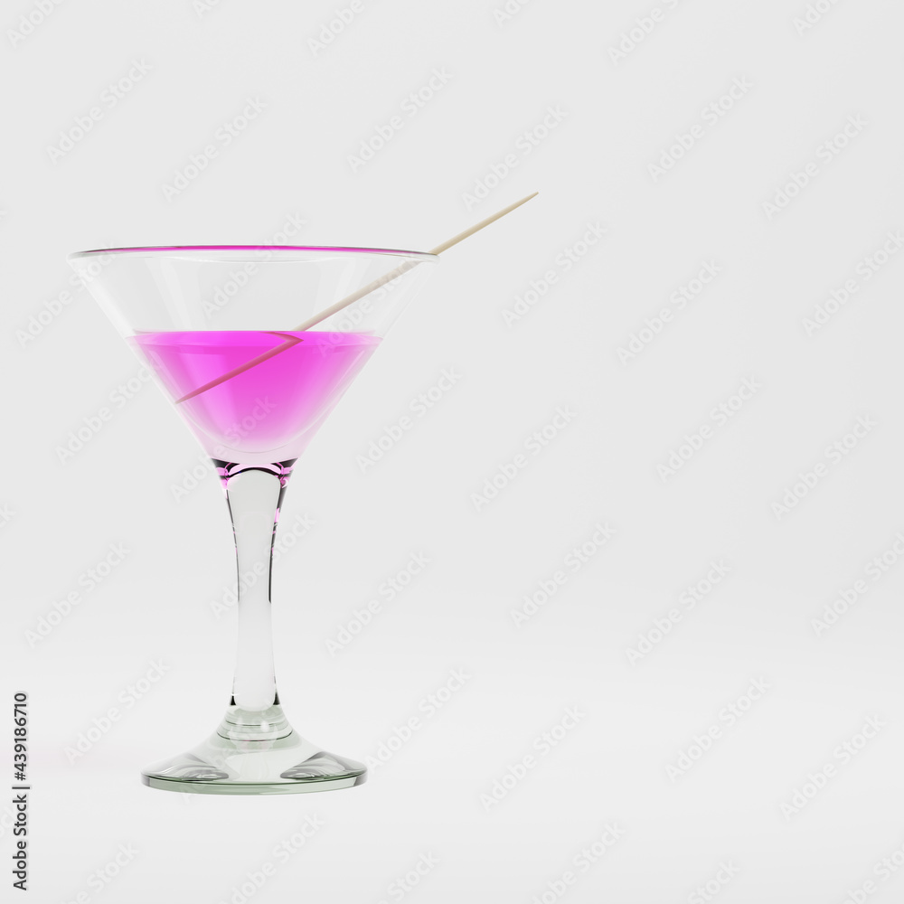 Coctail with toothstick on bright background Coctail with toothstick on bright background