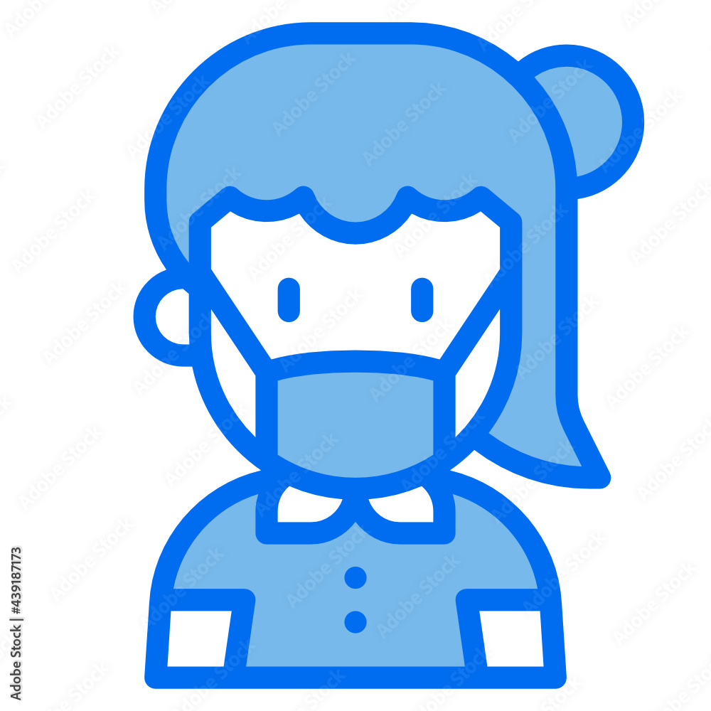 girl blue line icon girl blue line icon