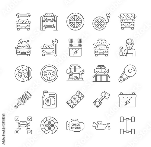 Car service line icons