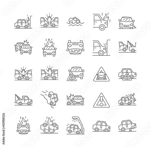 Car Accident line Icons