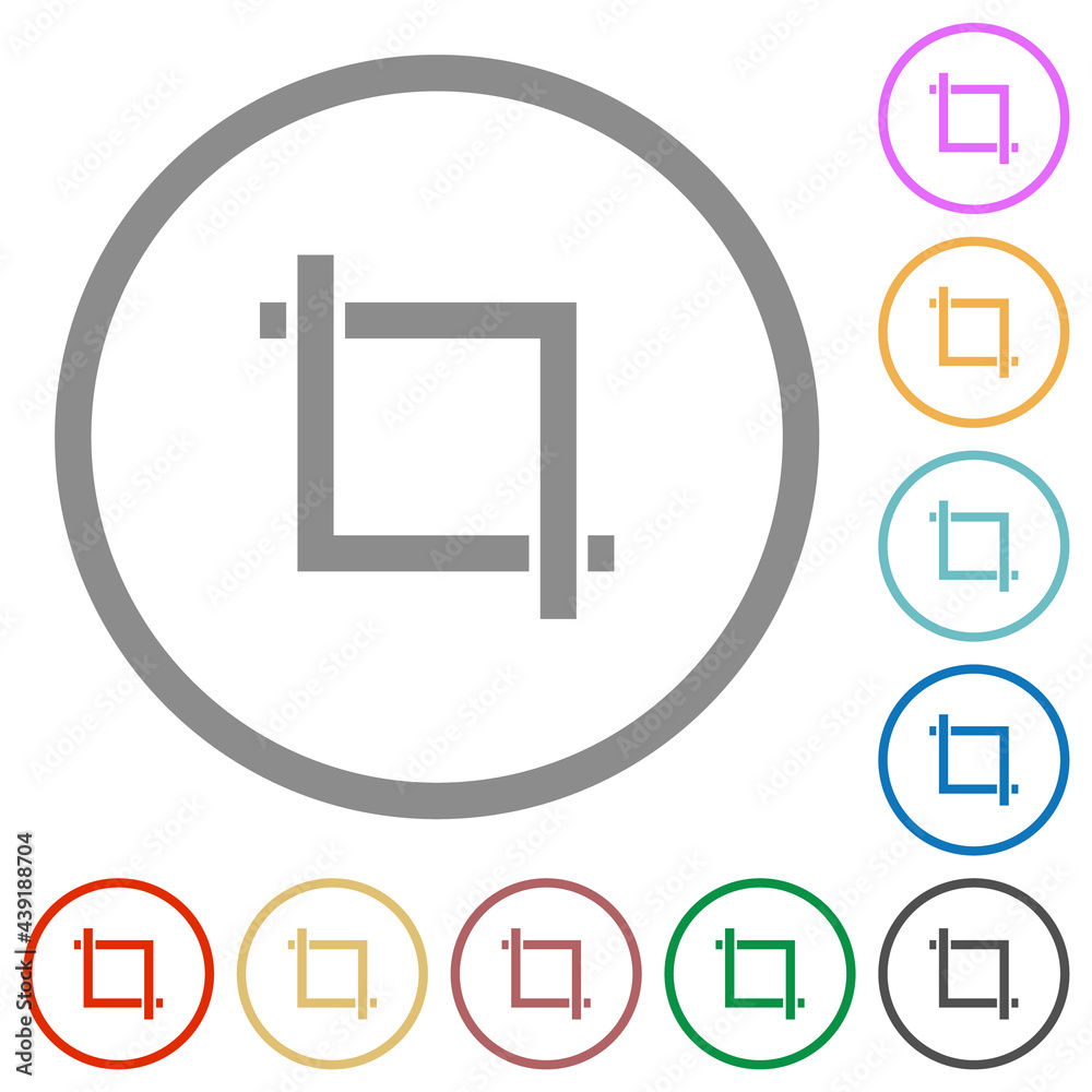 Crop tool flat icons with outlines Crop tool flat icons with outlines