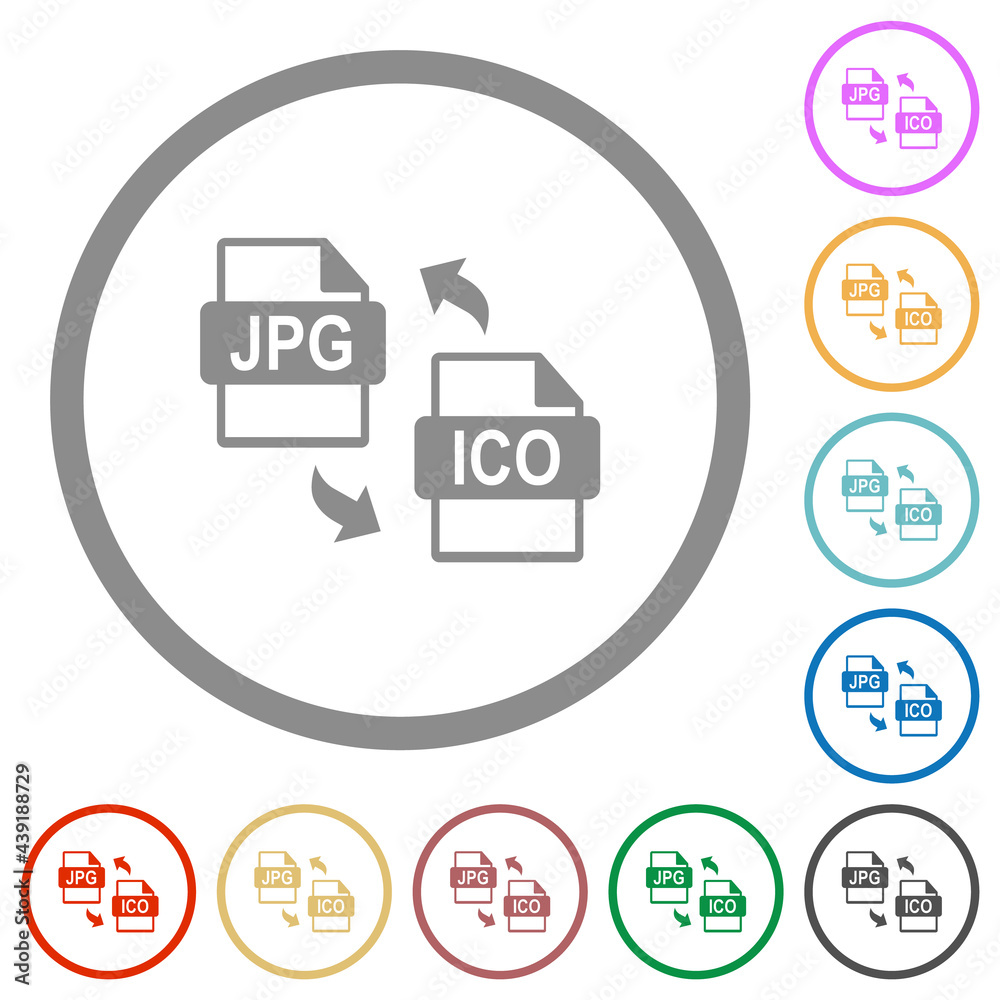 JPG ICO file conversion flat icons with outlines JPG ICO file conversion flat icons with outlines
