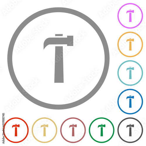 Old hammer flat icons with outlines