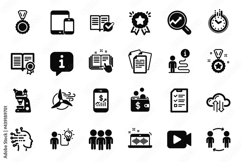 Vector Set of Education icons related to Business idea, Windmill turbine and Artificial intelligence icons. Ranking star, Workflow and Cloud sync signs. Winner reward, Interview and Group. Vector Vector Set of Education icons related to Business idea, Windmill turbine and Artificial intelligence icons. Ranking star, Workflow and Cloud sync signs. Winner reward, Interview and Group. Vector