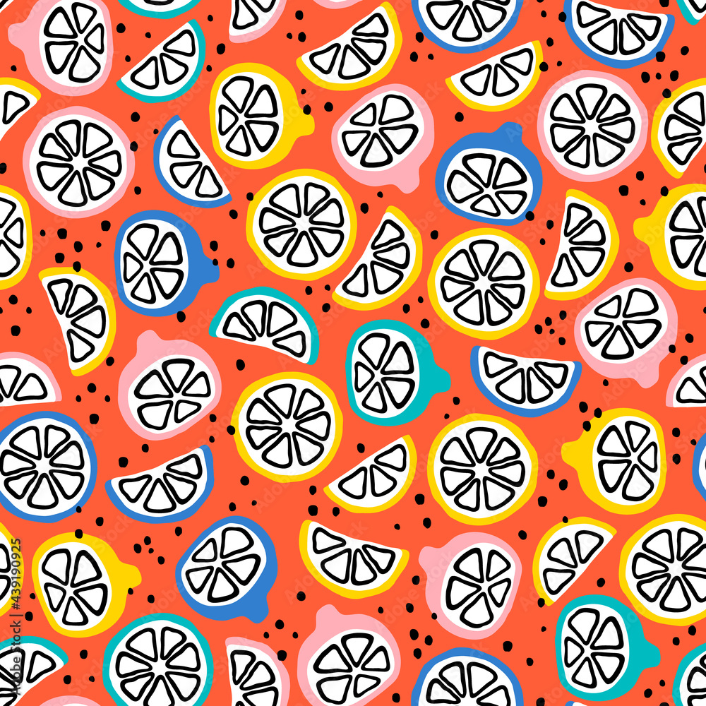 Seamless pattern with citruses. Great for fabric, textile, wrapping paper. 