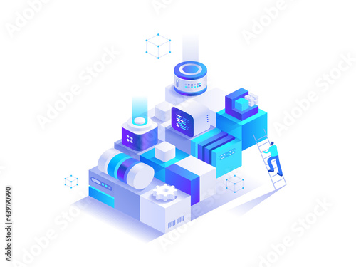 Cryptocurrency technology isometric abstract concept