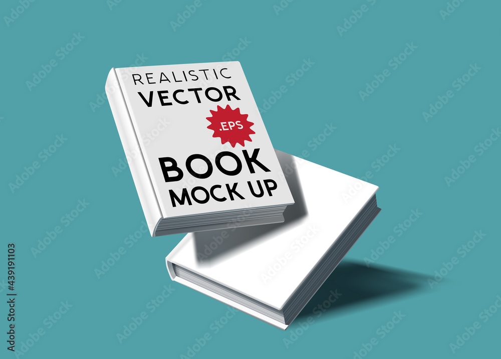 Fototapeta premium A set of two blank realistic hardcover book mock ups. E-Book marketing template vector illustration.