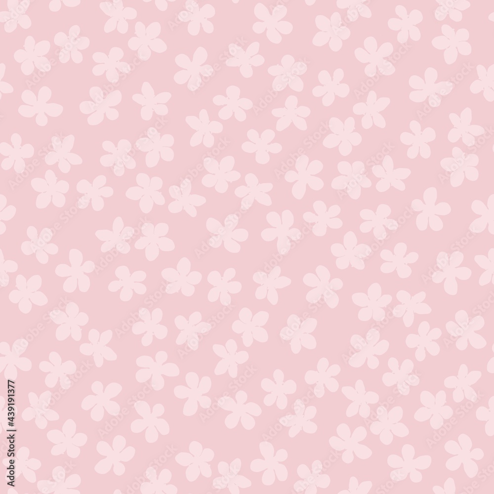 Seamless pattern with blossoming Japanese cherry sakura for fabric, packaging, wallpaper, textile decor, design, invitations, print, gift wrap, manufacturing. Pink flowers on salmon background. Seamless pattern with blossoming Japanese cherry sakura for fabric, packaging, wallpaper, textile decor, design, invitations, print, gift wrap, manufacturing. Pink flowers on salmon background.