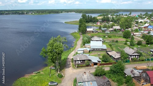 Flying over a Russian village on a drone.