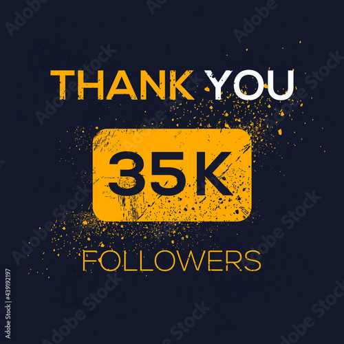 Creative Thank you (35k, 35000) followers celebration template design for social network and follower ,Vector illustration.