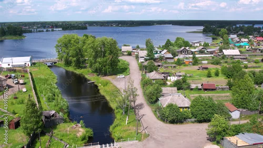 Flying over a Russian village on a drone. Flying over a Russian village on a drone.