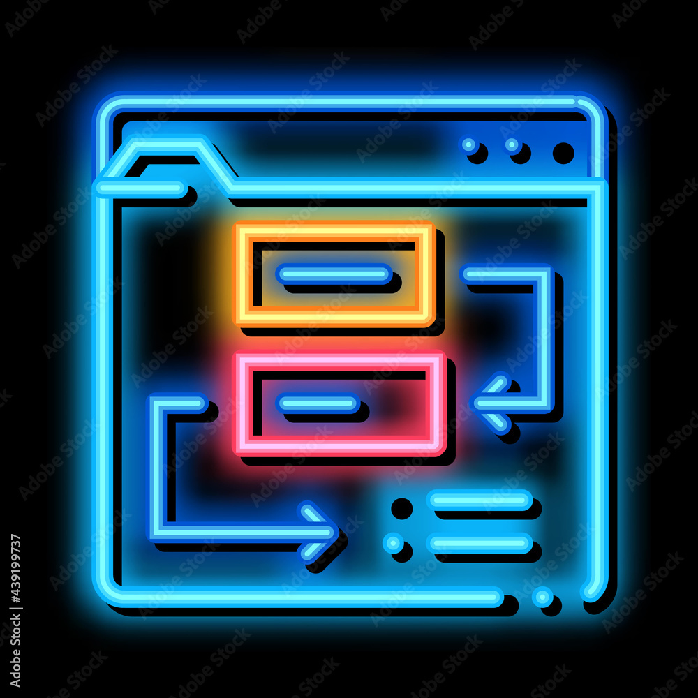 website working process steps neon light sign vector. Glowing bright icon website working process steps sign. transparent symbol illustration website working process steps neon light sign vector. Glowing bright icon website working process steps sign. transparent symbol illustration
