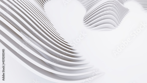 Abstract Curved Shapes. White Circular Background.