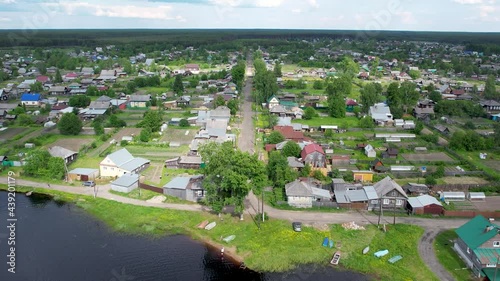 Flying over a Russian village on a drone.