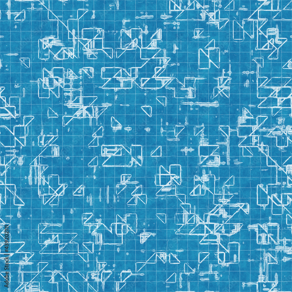 Seamless bright blue blueprint pattern for textile and print High Seamless bright blue blueprint pattern for textile and print High
