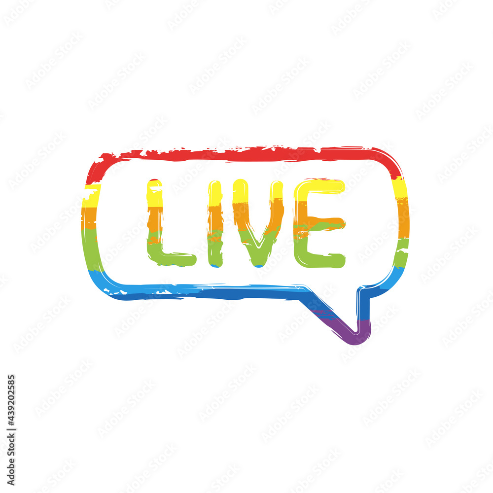 Live stream, broadcasting, online video. Drawing sign with LGBT style,  seven colors of rainbow (red, orange, yellow, green, blue, indigo, violet  Stock Vector | Adobe Stock