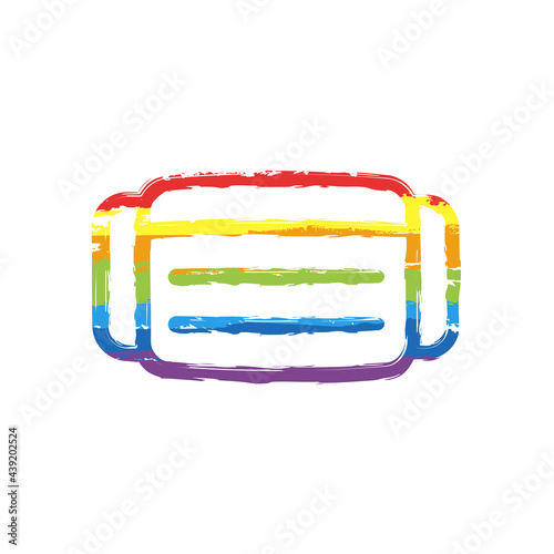 Medical mask for self protection, number 95, covid icon. Drawing sign with LGBT style, seven colors of rainbow (red, orange, yellow, green, blue, indigo, violet