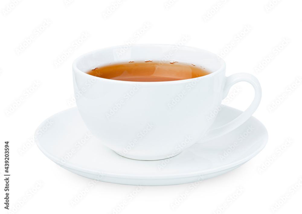 white mug with tea on a white isolated background. front view white mug with tea on a white isolated background. front view