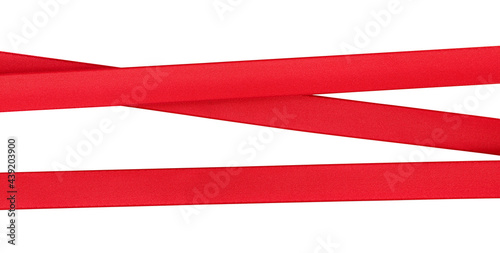 red ribbons on white isolated background