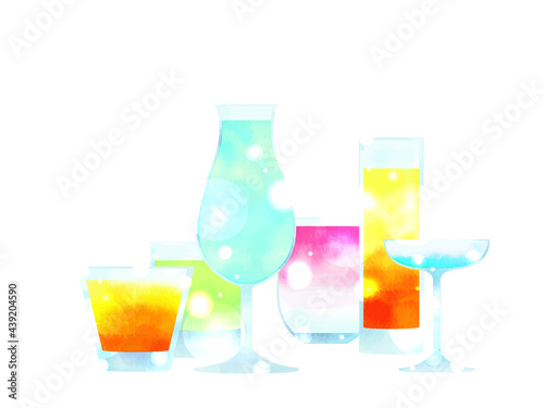 カラフルなカクテル・ドリンクのイラスト背景