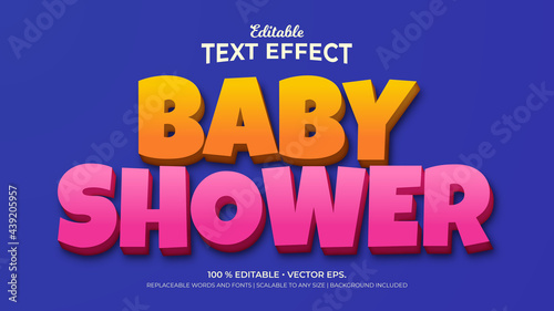 Baby Shower, Text Effects, 3d Editable Text Style