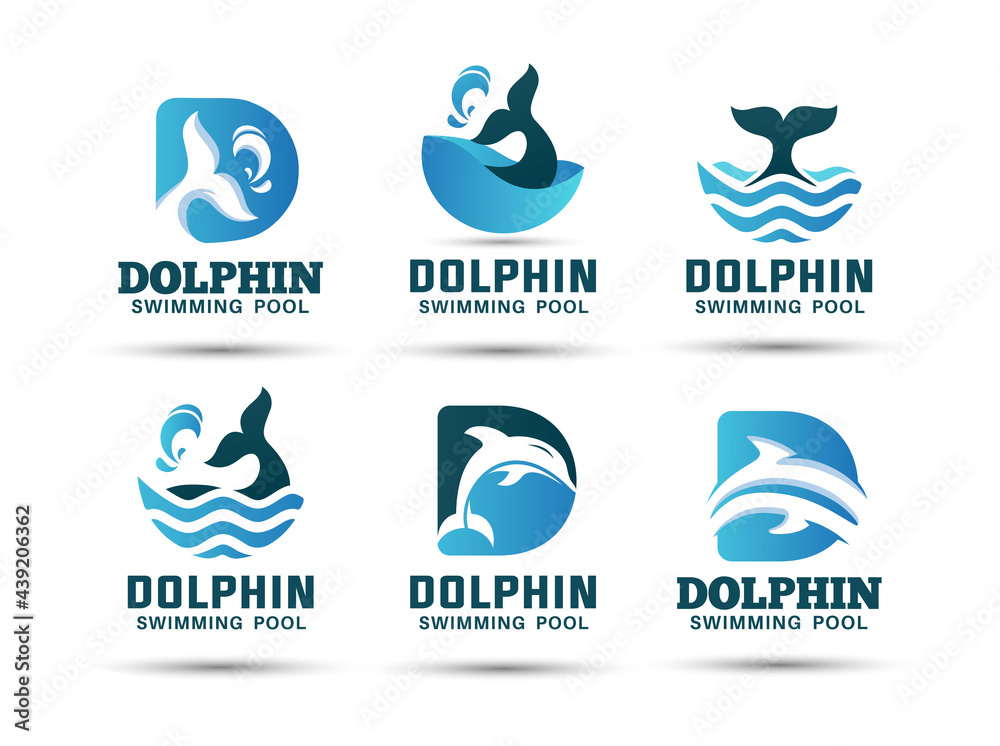 Dolphin swimming pool vector logo design - D letter logo Dolphin swimming pool vector logo design - D letter logo