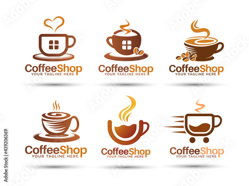 Coffee shop vector logo design bundle