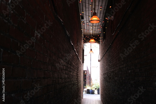old lamp with narrow alley 
