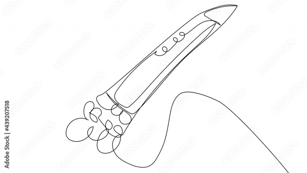 Self-drawing a rocket with one line on a white background. Stock 4K video with the flying up apparatus. A symbol of innovation, technology development, success, speed. The outline rocket flying up. Self-drawing a rocket with one line on a white background. Stock 4K video with the flying up apparatus. A symbol of innovation, technology development, success, speed. The outline rocket flying up.