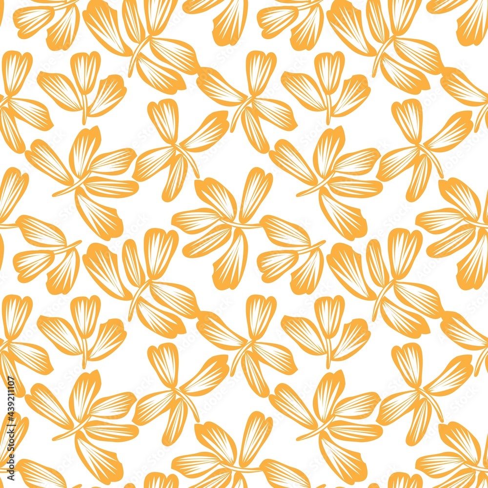 Orange Floral Brush strokes Seamless Pattern Background