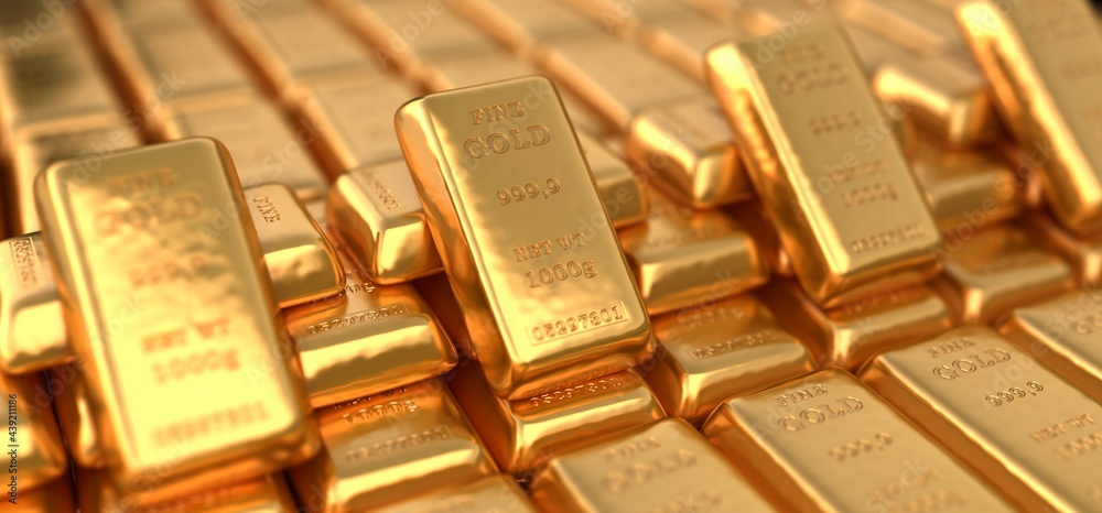Finance, business, banking and investment gold 3d rendering background made of shiny pure gold bars and ingots. Treasure and luxury illustration for wealth Finance, business, banking and investment gold 3d rendering background made of shiny pure gold bars and ingots. Treasure and luxury illustration for wealth